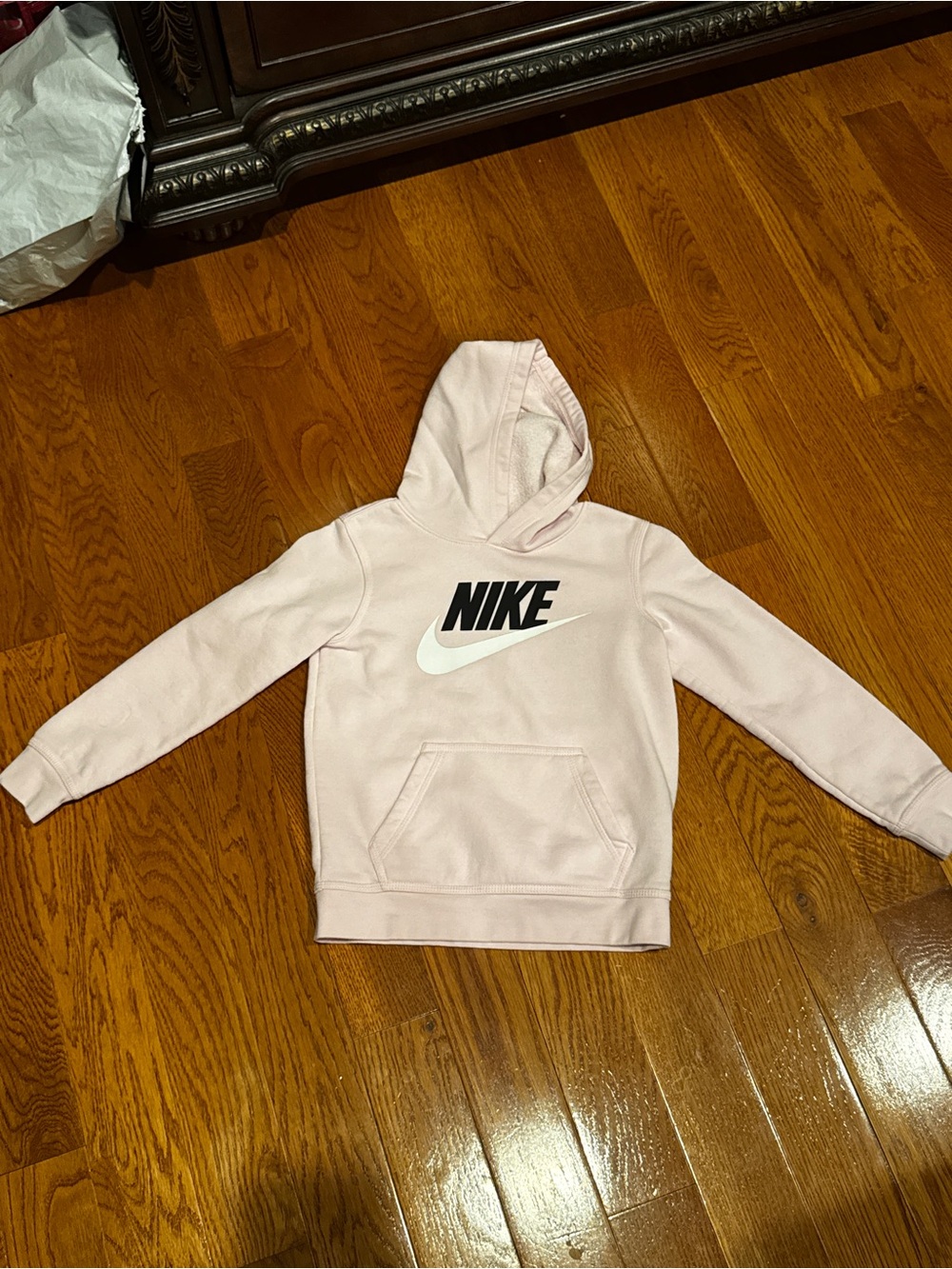 Nike Light Pink Hoodie with Black and White Logo Girls 6x LIKE NEW